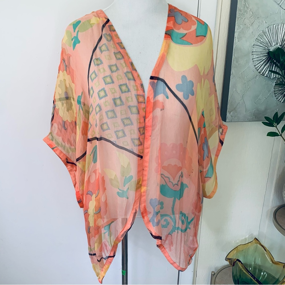 NWOT Anupamaa 100% silk multicolor cardigan size L